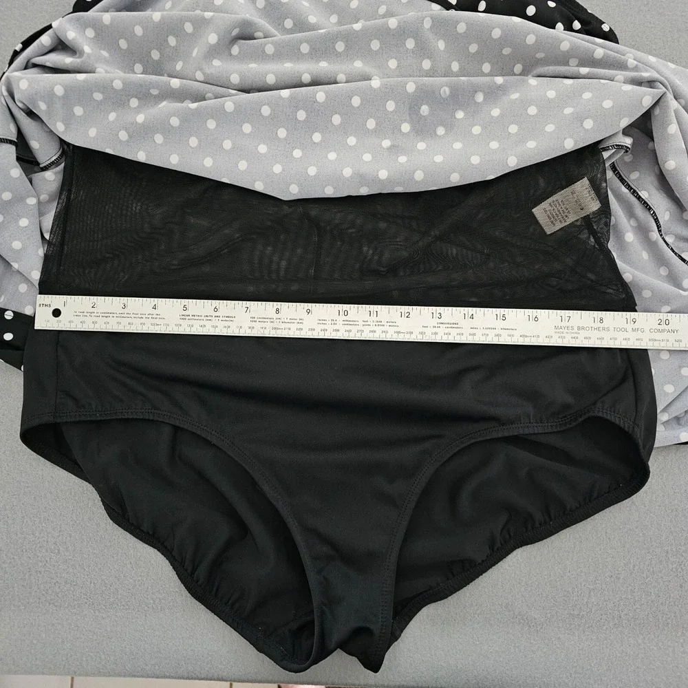 Great Lengths Black White‎ Polka Dot Swimdress Size 22W Tie Front Bathing Suit